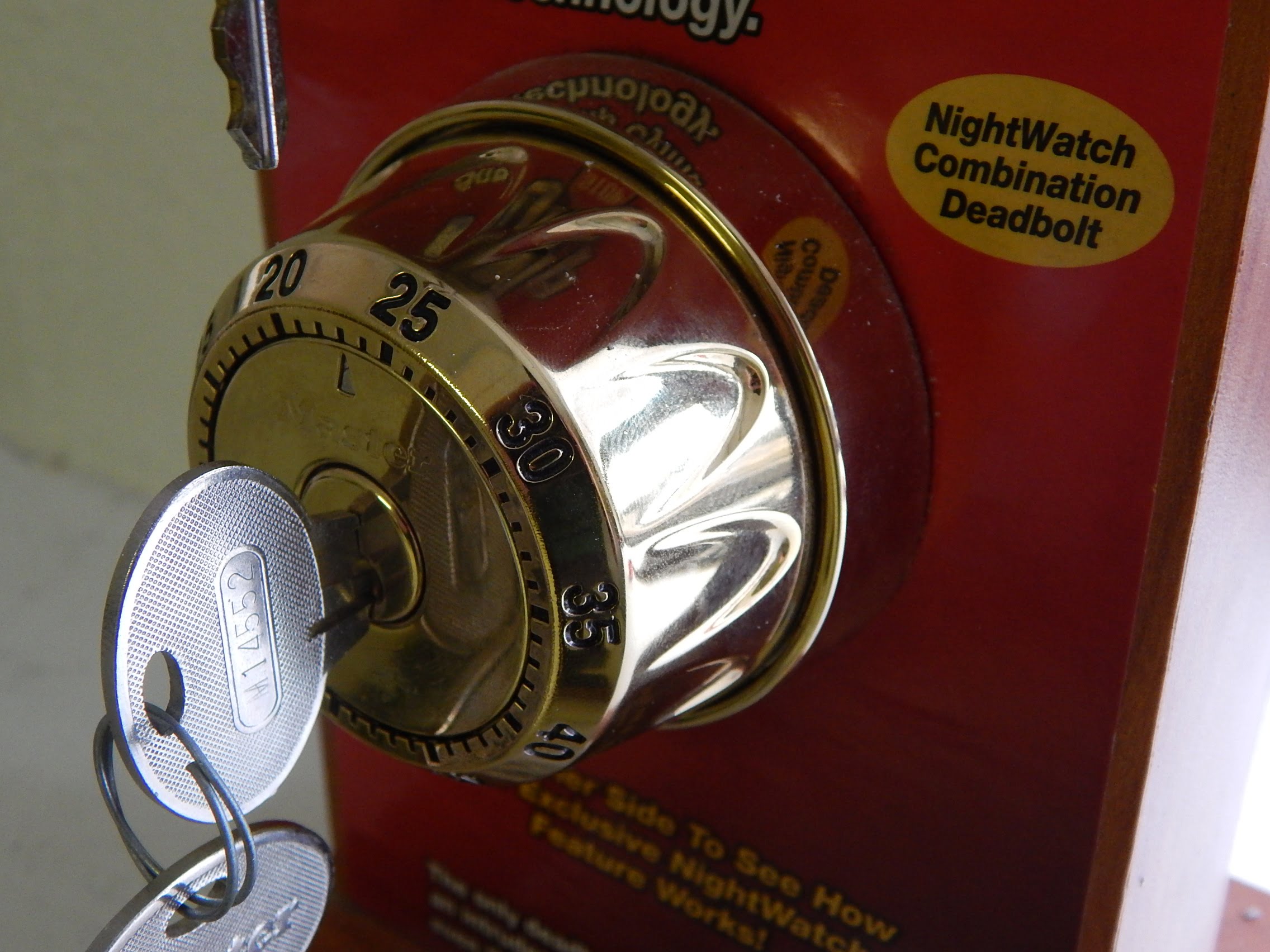 Close up view of our combination NightWatch lock.