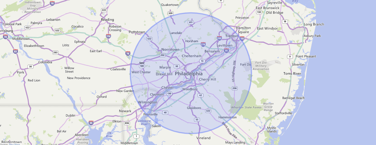 philadelphia map with coverage area